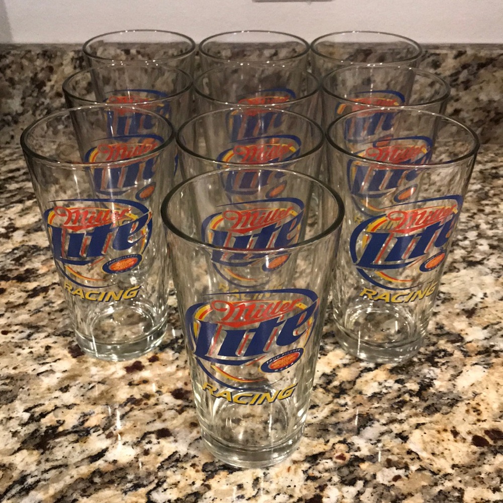 Miller Lite Racing Pint Glasses